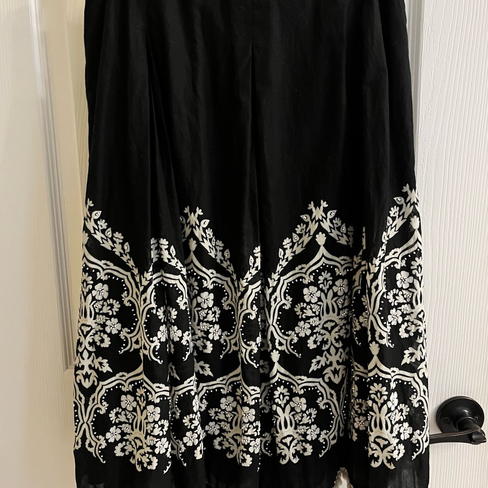 LOFT Black Skirt with White Embroidery